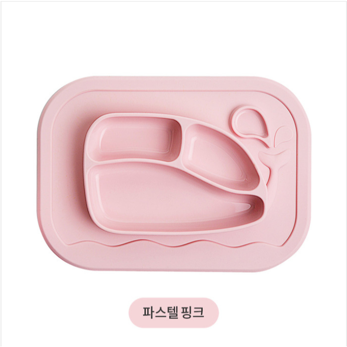 Firgi Korea Platinum Silicone Whale-Shaped Divided Suction Weaning Tray