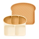 Firgi Silicone Bread-Shaped Divided Anti-Spill Suction Weaning Tray with Lid