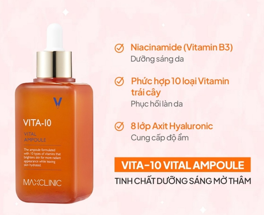 Tinh Chất Dưỡng Sáng Da Mờ Thâm Maxclinic Vita-10 Vital Ampoule 100ml