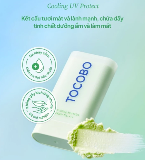 [P00000LZ] Sáp Chống Nắng Dạng Thỏi Tocobo Cica Cooling Sun Stick SPF50+ PA++++ 18gr