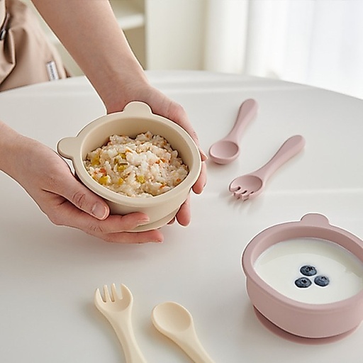 Little Cloud Silicone Bear-Shaped Suction Baby Bowl 240ml