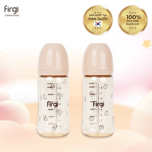 Firgi 韓国 超軽量PPSU哺乳瓶 2本セット 乳首付き ムセ・げっぷ対策 200ml/280ml