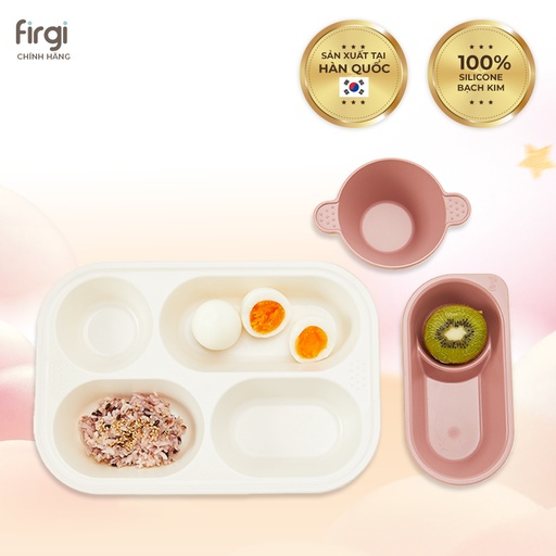 Firgi 韓国 Ecozen 3仕切り離乳食トレー 取り外し可能な吸盤付き