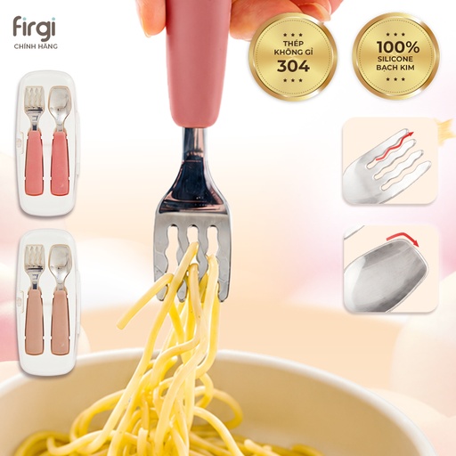 Firgi Korea Stainless Steel Baby-Led Weaning Spoon & Fork Set with Case