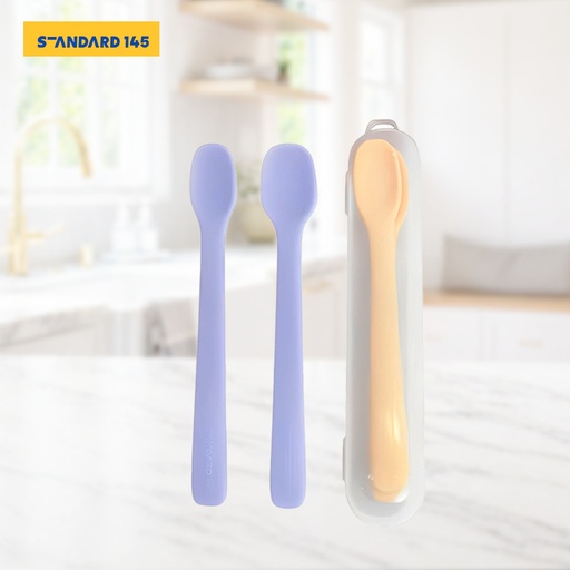 Standard145 Korea 2-Stage Silicone Baby Feeding Spoon Set with Case