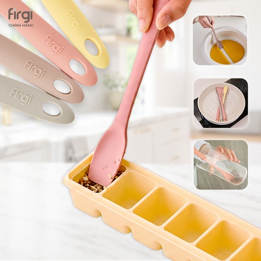 Dụng Cụ Nấu Ăn Dặm Cho Bé (Thìa) Phới Dẹt Topping Spatula Platinum Silicone Firgi Hàn Quốc