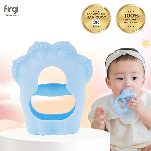 Firgi Korea Platinum Silicone Cat-Shaped Wearable Teether, BPA-Free, with Case