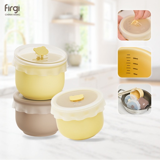 Firgi 코리아 잘 깨지지 않는 도자기 이유식 보관용기 실리콘 뚜껑 250ml