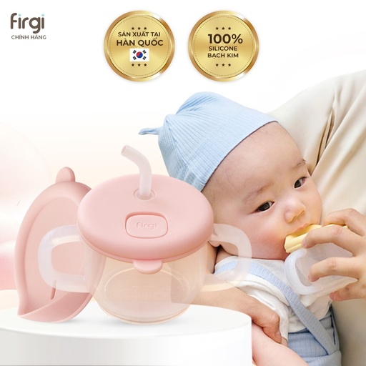 Ly Cốc Tập Uống Nước Cho Bé Firgi Hàn Quốc An Toàn Chống Đổ (Kèm Ống Hút)