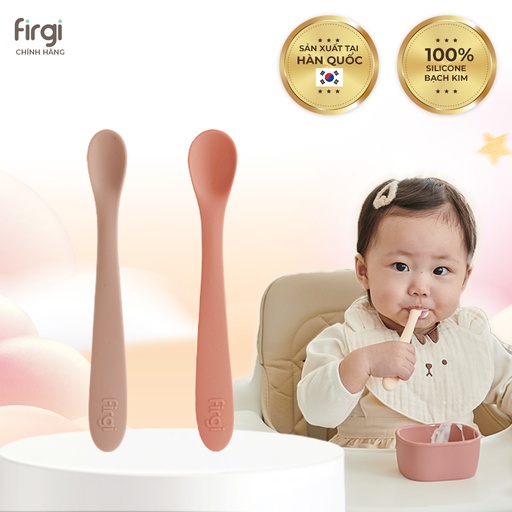 Firgi Korea Platinum Silicone 2-Stage Baby Feeding Spoon with Case