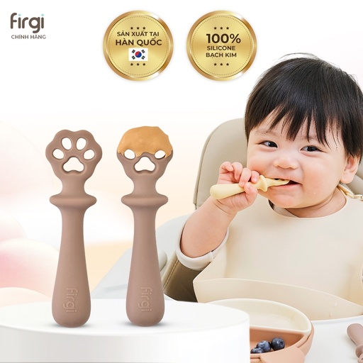 Thìa, muỗng ăn dặm silicone bạch kim hình mèo đầu tiên cho bé, Thìa training, nhập khẩu Hàn Quốc