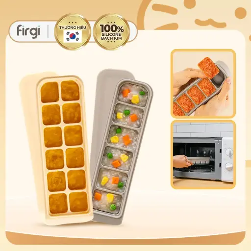 COMBO 2 (6 & 12 Compartment) Firgi Korea Platinum Silicone Baby Food Freezer Trays