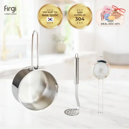 [COMBO] Firgi Premium Stainless Steel 304 3-Piece Baby Food Cooking Set